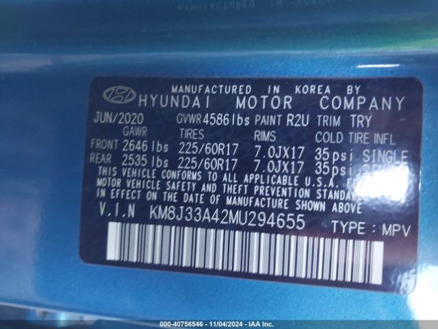 KM8J33A42MU294655 Hyundai Tucson Value