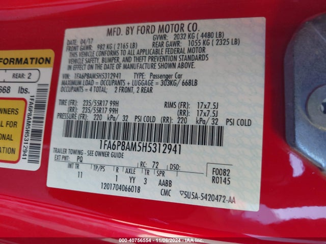 1FA6P8AM5H5312941 Ford Mustang V6