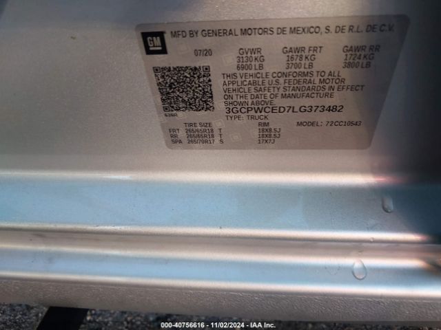 3GCPWCED7LG373482 Chevrolet Silverado 1500 2wd  Short Bed Lt