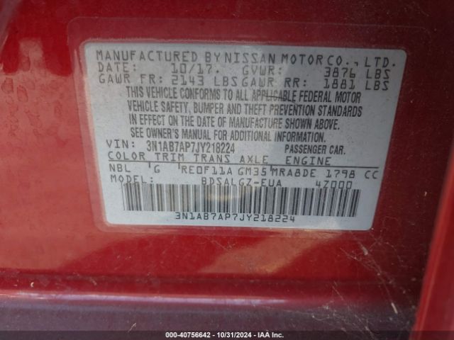 3N1AB7AP7JY218224 Nissan SENTRA SL
