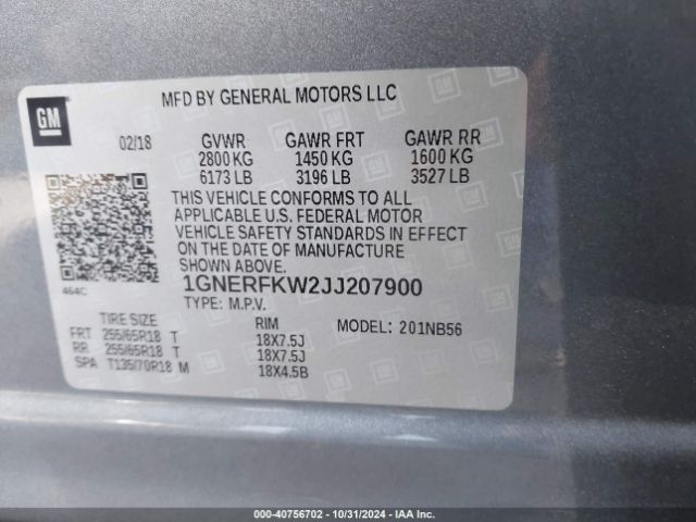 1GNERFKW2JJ207900 Chevrolet Traverse Ls