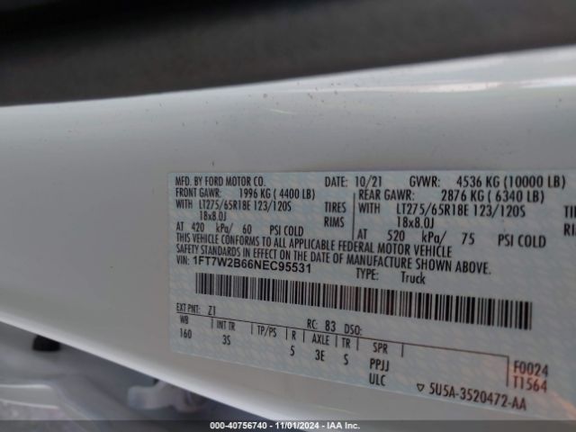 1FT7W2B66NEC95531 Ford F-250 Xlt