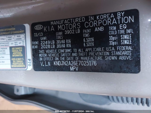 KIA Soul 2014 KNDJN2A26E7025176 Image 9