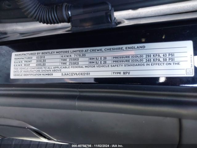 2018 BENTLEY BENTAYGA SJAAC2ZV9JC022151 Photo 8