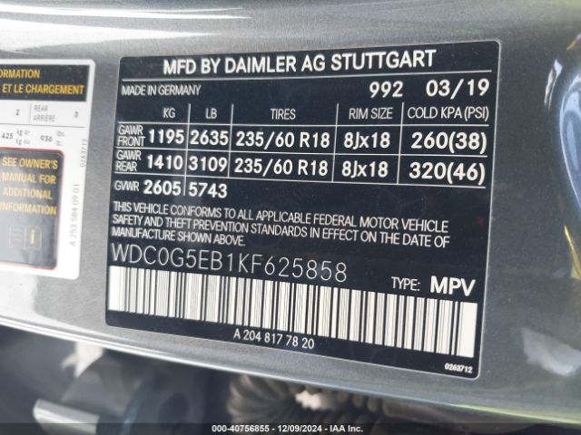 WDC0G5EB1KF625858 Mercedes-Benz Glc 350e 4matic
