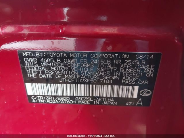 JTHCF1D2XF5017184 Lexus IS 250