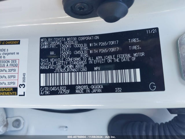 JTENU5JR7N6011260 Toyota 4runner Sr5 Premium