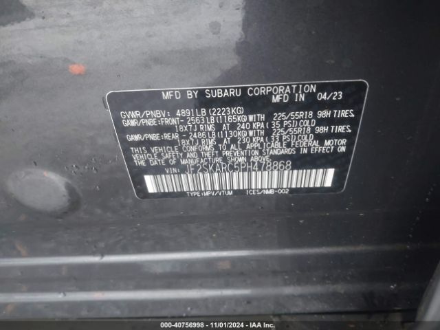 JF2SKARC5PH478868 Subaru Forester Touring