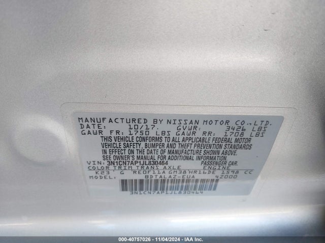 Nissan Versa 1.6 S+ 2018 3N1CN7AP1JL830464 Image 9