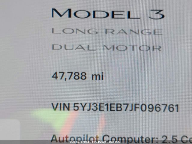 5YJ3E1EB7JF096761 Tesla Model 3 Long Range/performance