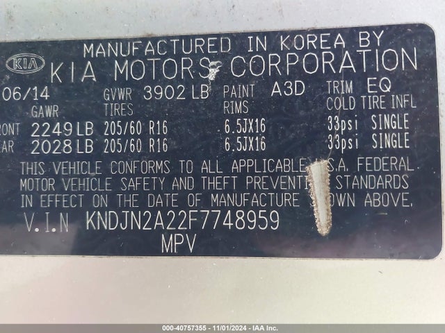 KIA Soul 2015 KNDJN2A22F7748959 Image 9