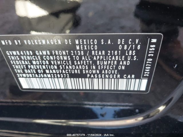 3VWDB7AJ5HM229372 Volkswagen Jetta 1.4t Se