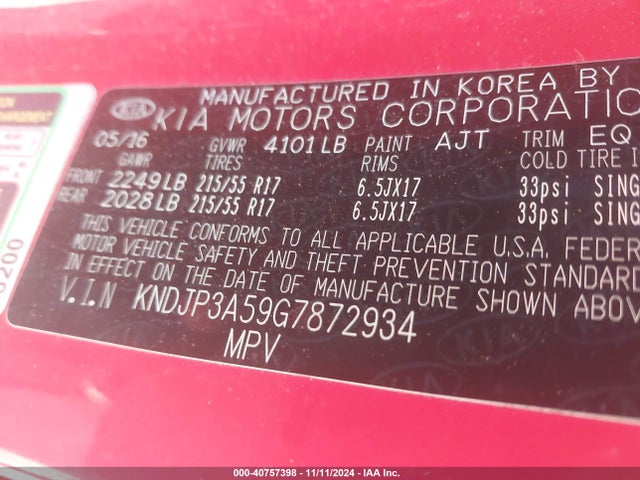 Aukcja sprzedaży 2016 Kia Soul +, vin: KNDJP3A59G7872934, numer aukcji: 40757398