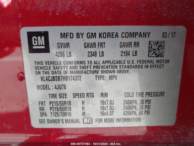 KL4CJBSB7HB174372 Buick Encore Preferred Ii
