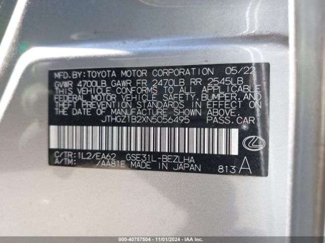 JTHGZ1B2XN5056495 Lexus Is 350 F Sport