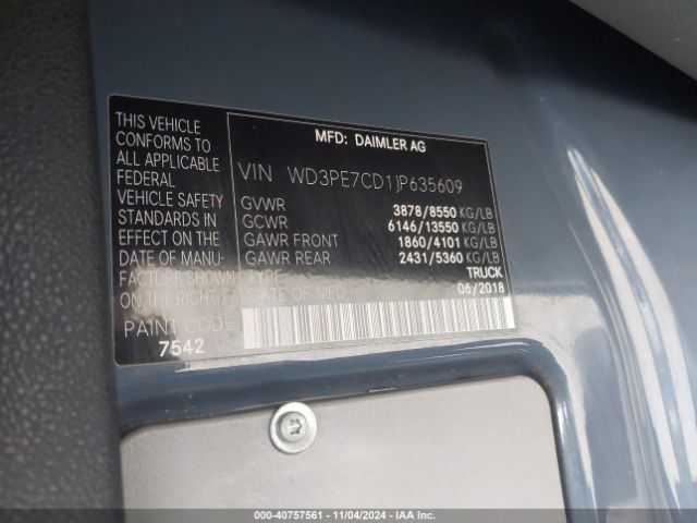 WD3PE7CD1JP635609 Mercedes-Benz Sprinter 2500 Standard Roof V6