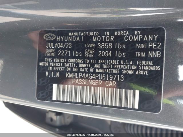 KMHLP4AG4PU619713 Hyundai Elantra Limited