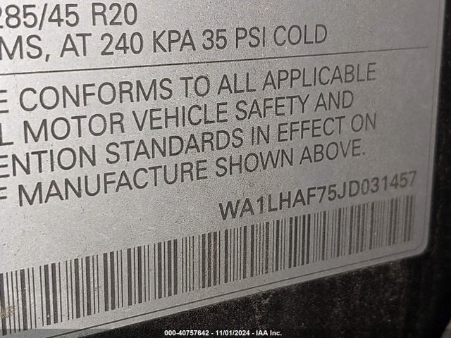 WA1LHAF75JD031457 Audi Q7 2.0t Premium
