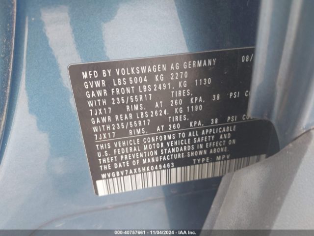 WVGBV7AX5HK049463 Volkswagen Tiguan 2.0t/2.0t S