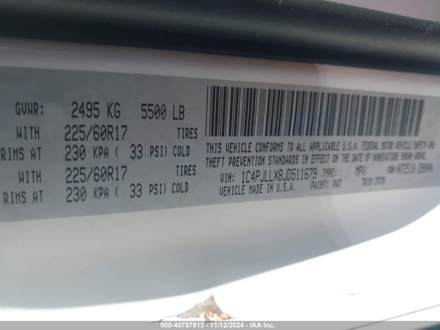 1C4PJLLX8JD511679 Jeep Cherokee Latitude Plus Fwd