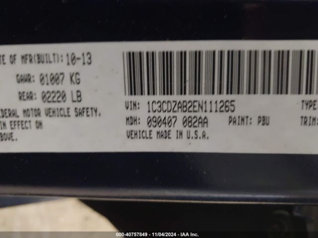 1C3CDZAB2EN111265 Dodge AVENGER SE