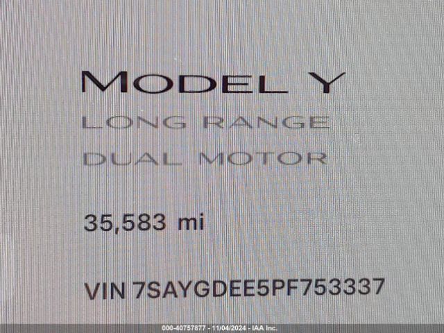 7SAYGDEE5PF753337 Tesla Model Y Awd/long Range Dual Motor All-wheel Drive