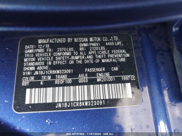 JN1BJ1CR8KW323091 Nissan Rogue Sport Sv