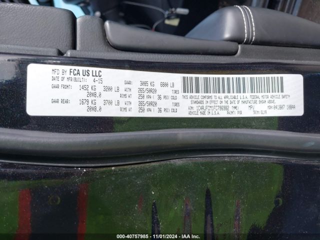 1C4RJFCM1FC796982 Jeep Grand Cherokee Overland