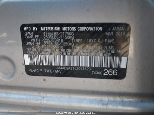 2018 MITSUBISHI OUTLANDER JA4AD2A31JZ054623 Photo 8