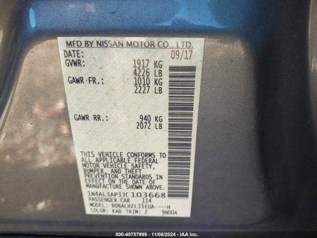 Nissan Altima 2.5 Sr 2018 1N4AL3AP3JC103668 Image 9
