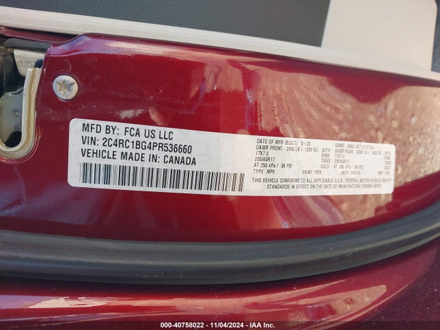 2C4RC1BG4PR536660 Chrysler Pacifica Touring L