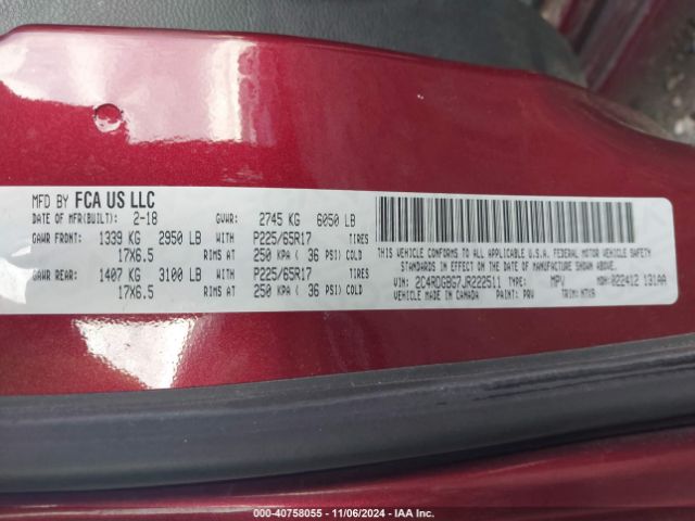 2C4RDGBG7JR222511 Dodge Grand Caravan Se Plus