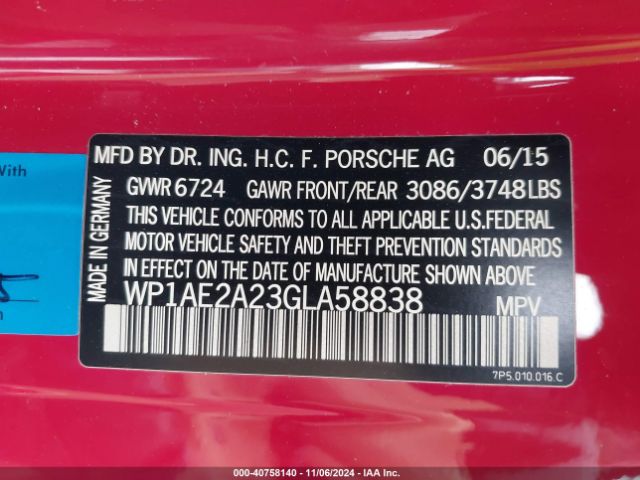 WP1AE2A23GLA58838 Porsche Cayenne E-hybrid S