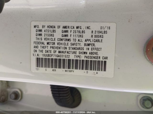 19UUB3F71GA001522 Acura Tlx V6 Advance