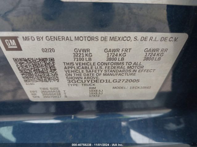 3GCUYDED1LG272005 Chevrolet Silverado 1500 4wd  Short Bed Lt