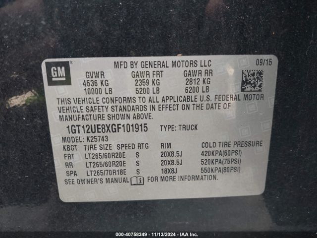 1GT12UE8XGF101915 GMC Sierra 2500hd Denali