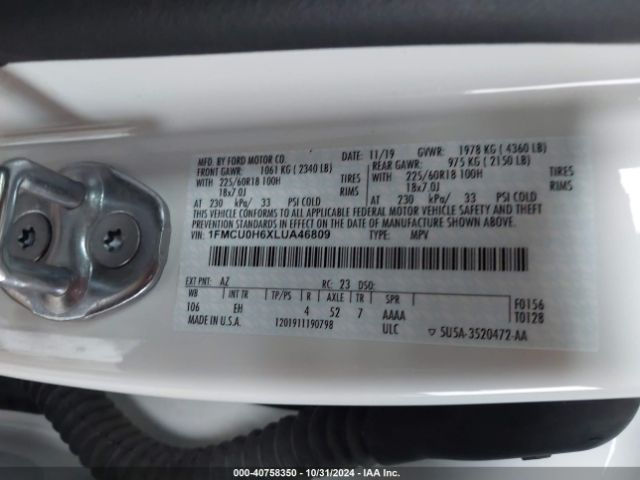 1FMCU0H6XLUA46809 Ford ESCAPE SEL
