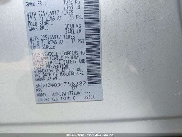 Nissan ROGUE S 2018 5N1AT2MVXJC756282 Image 9