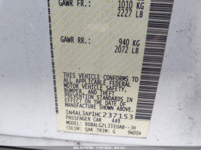 Nissan Altima 2.5 S 2017 1N4AL3AP1HC237153 Image 9