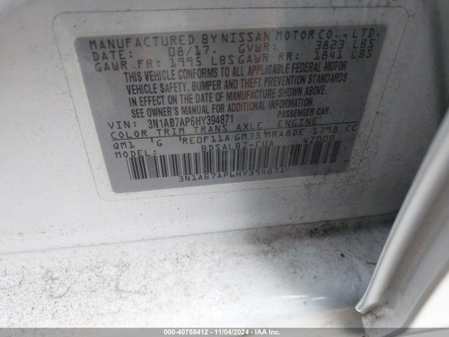 Nissan SENTRA S 2017 3N1AB7AP6HY394871 Image 9