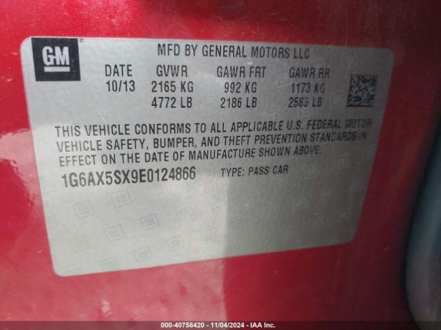 1G6AX5SX9E0124866 Cadillac CTS LUXURY