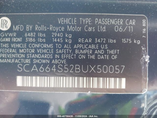 2011 ROLLS-ROYCE GHOST SCA664S52BUX50057 Photo 8