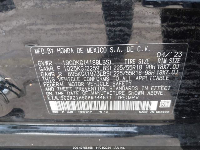 3CZRZ1H50PM744671 Honda Hr-v 2wd Sport