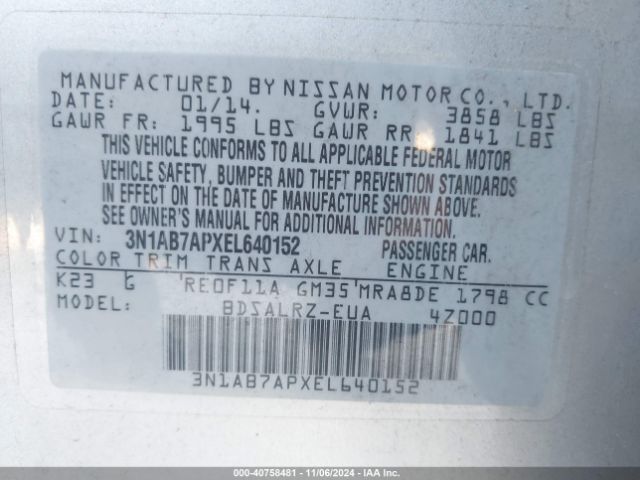 3N1AB7APXEL640152 Nissan SENTRA SR