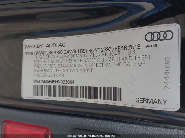2017 AUDI A4 WAUANAF45HN023064 Photo 8