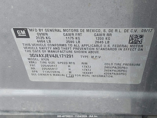 Chevrolet EQUINOX LT 2018 3GNAXJEV4JL171291 Image 9