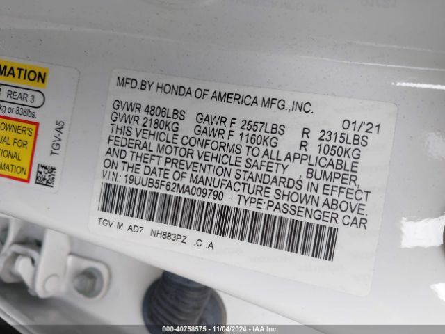 19UUB5F62MA009790 Acura Tlx Advance Package