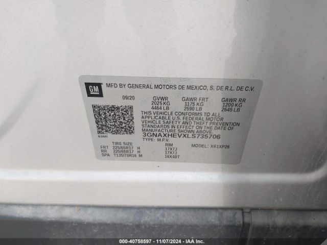 3GNAXHEVXLS735706 Chevrolet Equinox Fwd Ls
