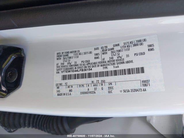 Ford F-150 Xlt 2020 1FTEW1E44LFB36154 Image 9