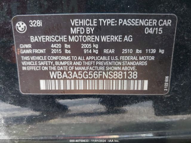 WBA3A5G56FNS88138 BMW 328I